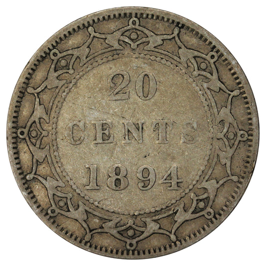 1894 Obv. 1 Newfoundland 20-cents Fine (F-12)