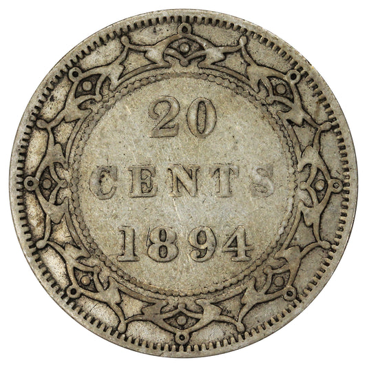1894 Obv. 1 Newfoundland 20-cents F-VF (F-15)