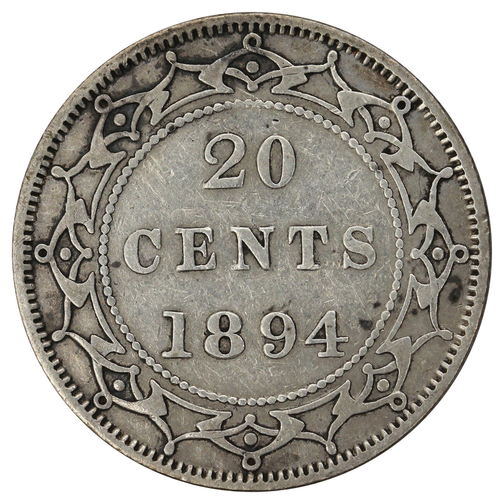 1894 Obv. 1 Newfoundland 20-cents Very Fine (VF-20) $