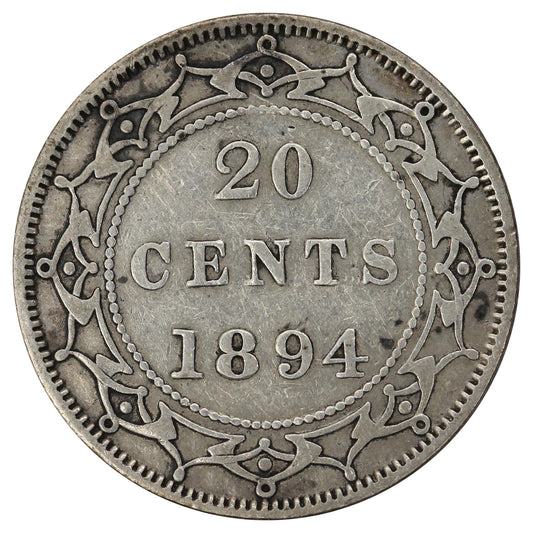 1894 Obv. 1 Newfoundland 20-cents Very Fine (VF-20) $