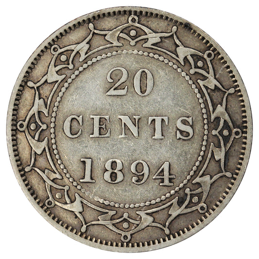 1894 Obv. 1 Newfoundland 20-cents VF-EF (VF-30) $