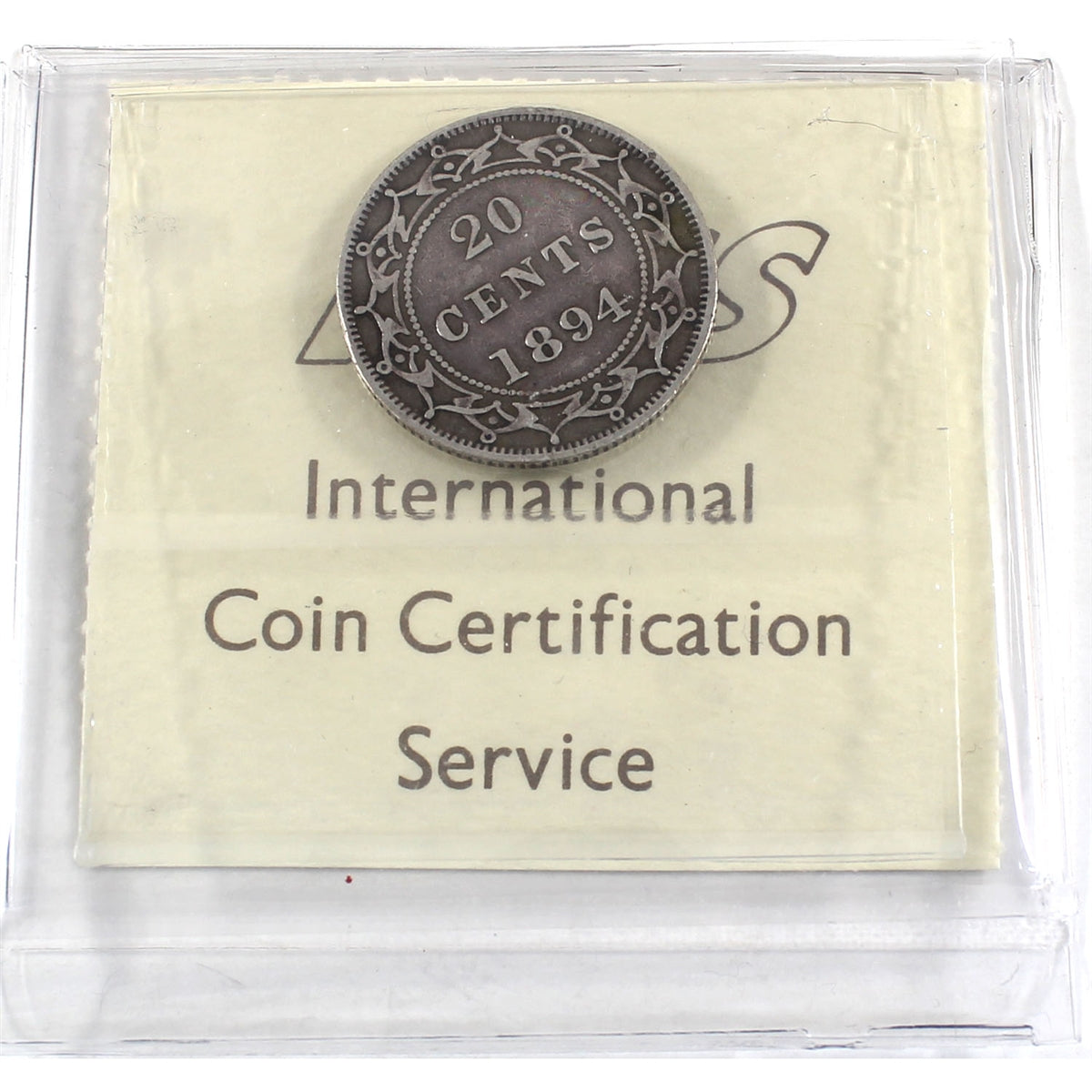 1894 Obv. 1 Newfoundland 20-cents ICCS Certified F15