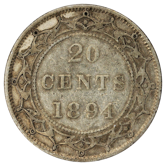 1894 Obv. 2 Newfoundland 20-cents Very Fine (VF-20) $