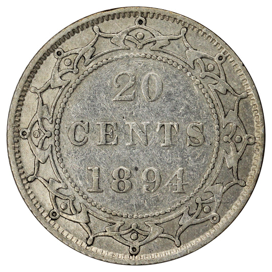 1894 Obv. 2 Newfoundland 20-cents VF-EF (VF-30) $