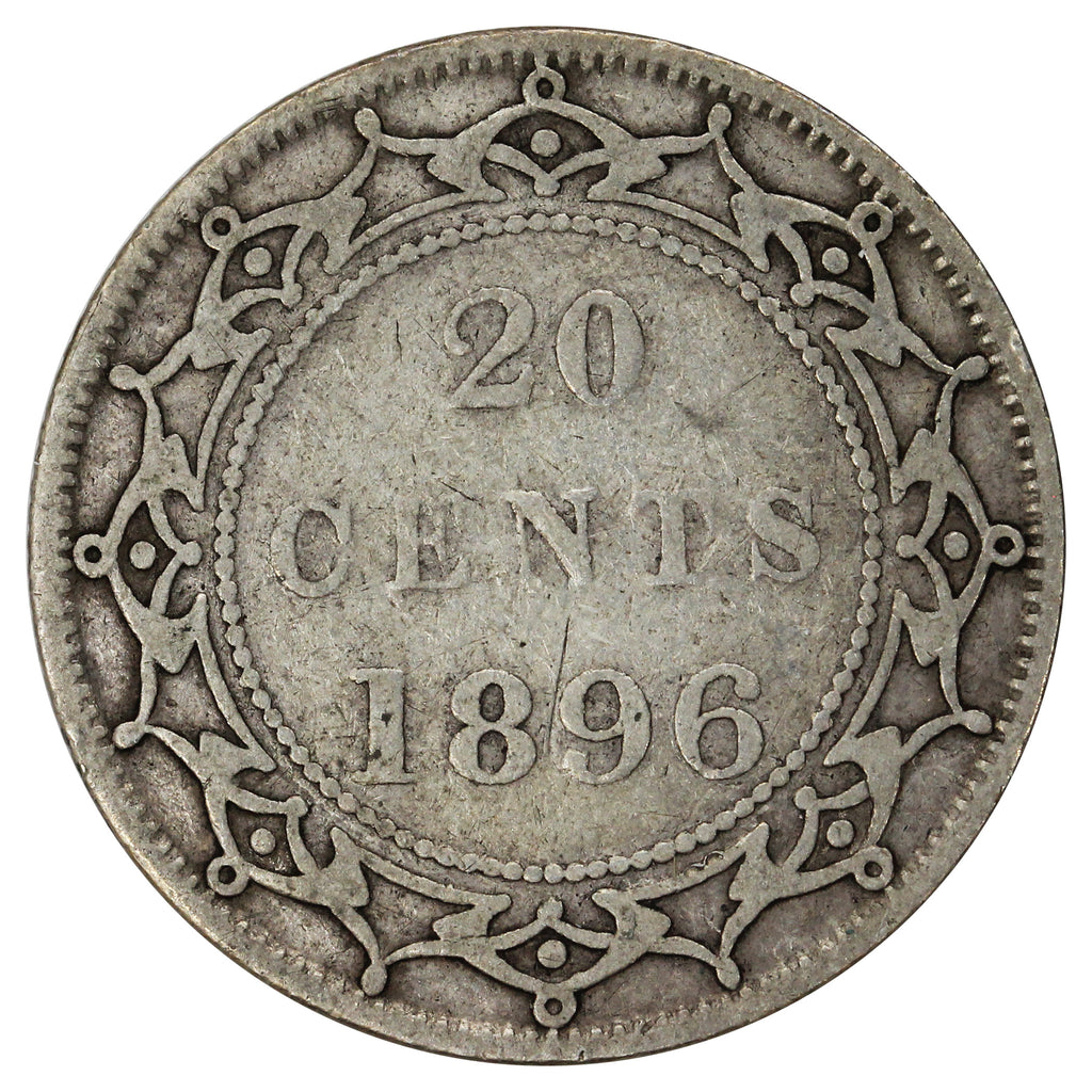 1896 Large 96 Newfoundland 20-cents Fine (F-12)