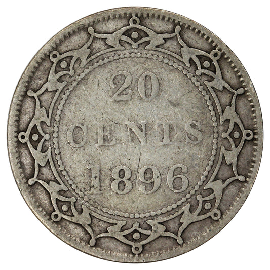 1896 Large 96 Newfoundland 20-cents Fine (F-12)