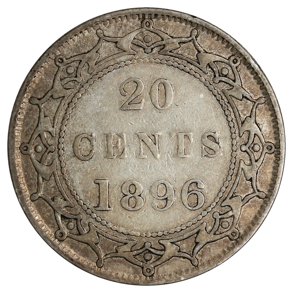 1896 Large 96 Newfoundland 20-cents Very Fine (VF20) $