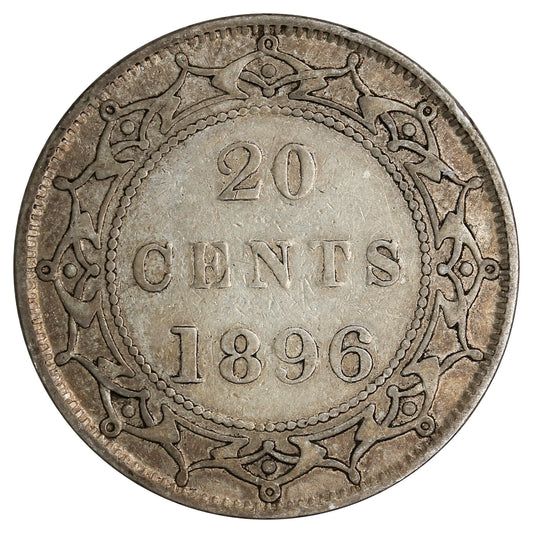 1896 Large 96 Newfoundland 20-cents Very Fine (VF20) $