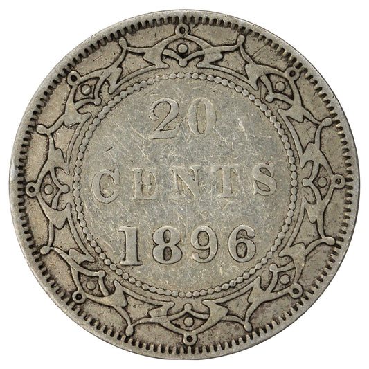 1896 Small 96 Newfoundland 20-cents F-VF (F-15)