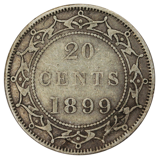 1899 Large 99 Newfoundland 20-cents Very Fine (VF-20)