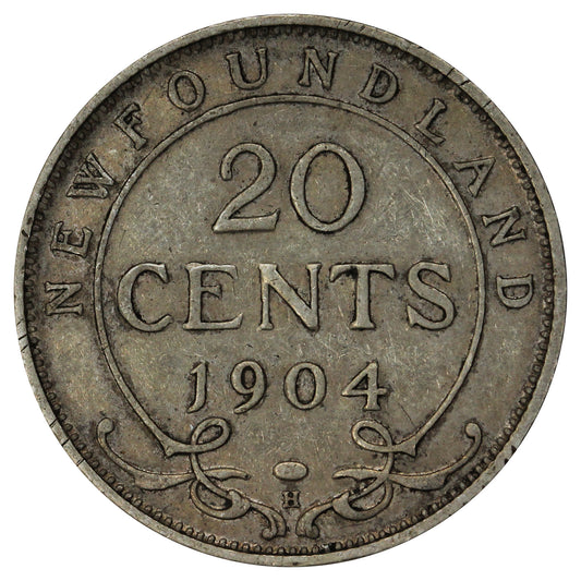 1904H Newfoundland 20-cents Very Fine (VF-20) $