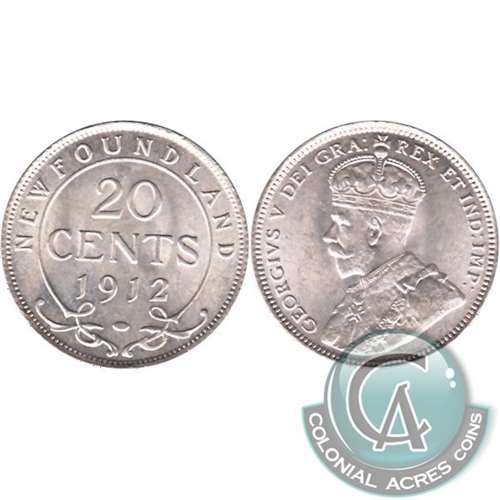 1912 Newfoundland 20-cents Brilliant Uncirculated (MS63) $