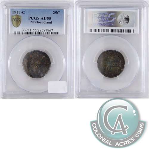 1917C Newfoundland 25-cents PCGS Certified AU55