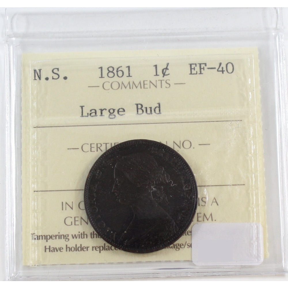 1861 Large Bud Nova Scotia 1-cent ICCS Certified EF40