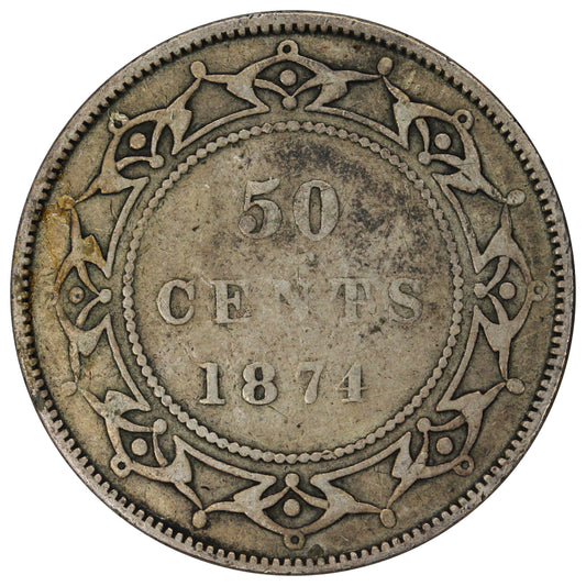 1874 Newfoundland 50-cents VG-F (VG10) $