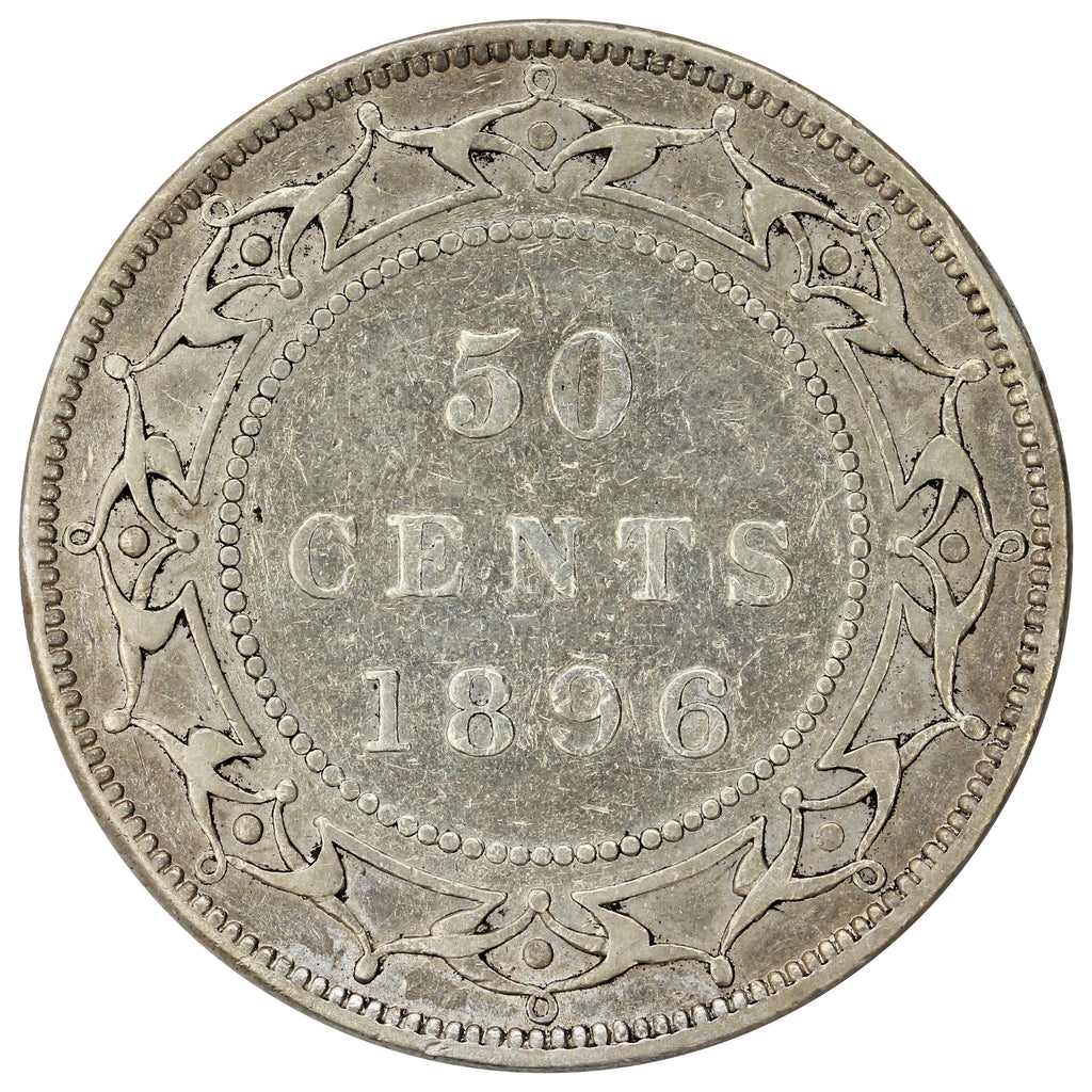 1896 Obv. 2 Small W Newfoundland 50-cents VG-F (VG10)