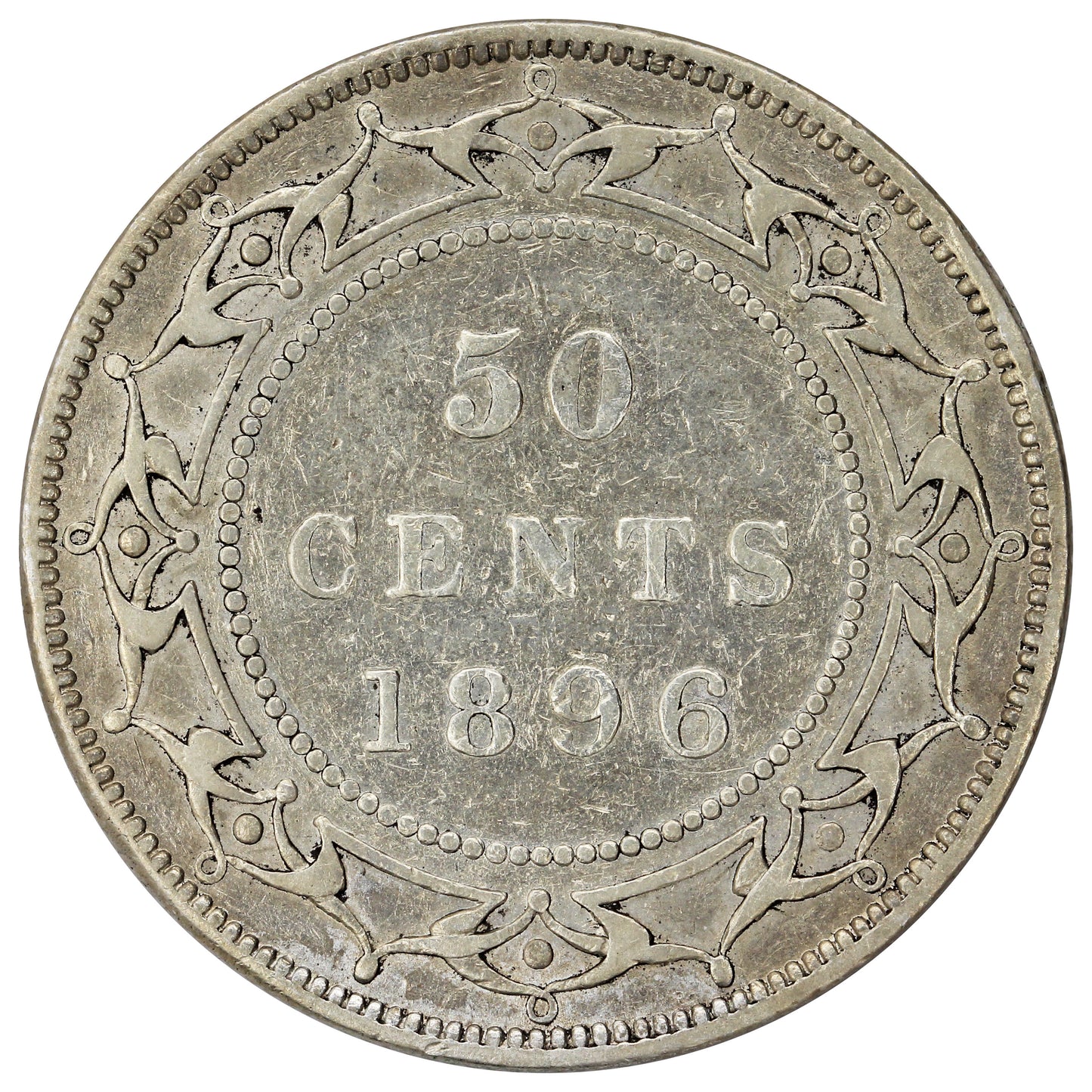 1896 Obv. 2 Small W Newfoundland 50-cents VG-F (VG10)