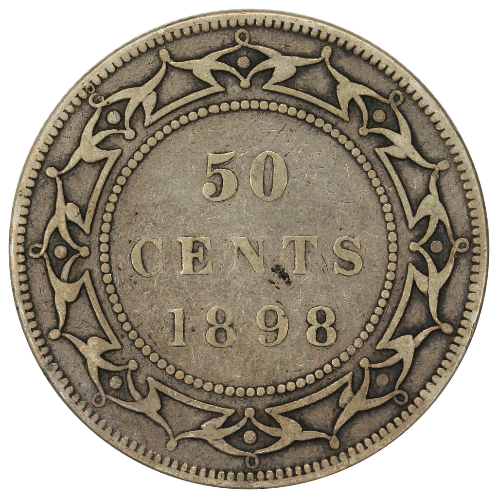 1898 Obv. 1 Large W Newfoundland 50-cents Very Good (VG8)