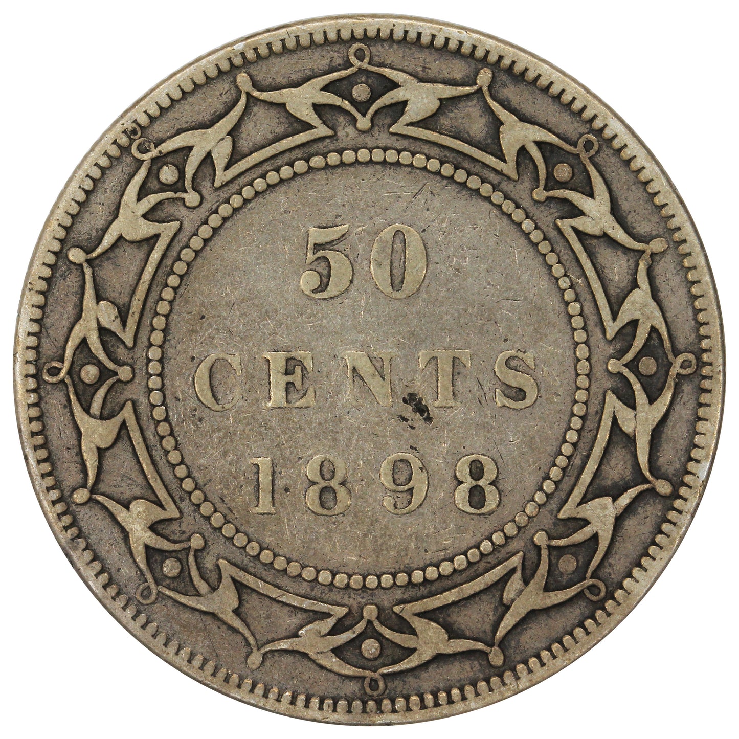 1898 Obv. 1 Large W Newfoundland 50-cents Very Good (VG8)
