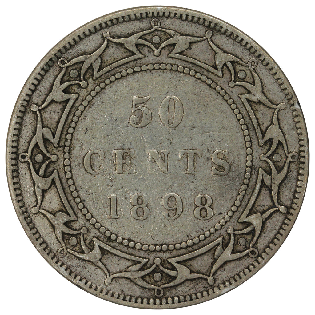 1898 Obv. 1 Large W Newfoundland 50-cents VG-F (VG10)