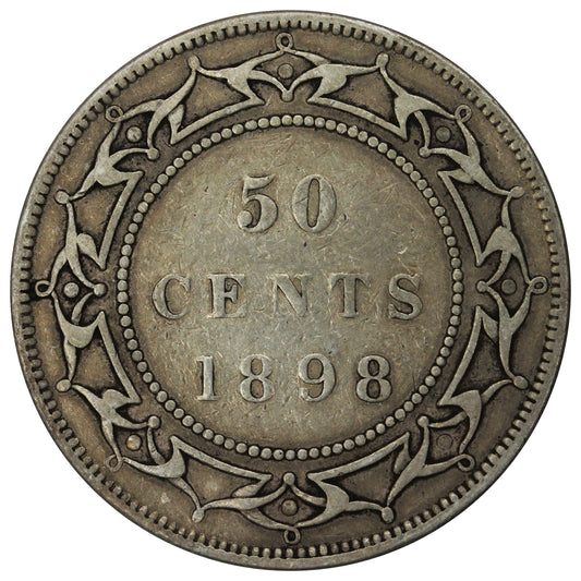 1898 Obv. 1 Small W Newfoundland 50-cents Fine (F12)