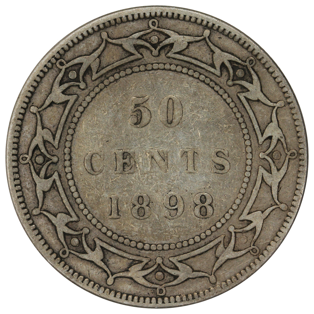 1898 Obv. 2 Small W Newfoundland 50-cents Very Good (VG8)