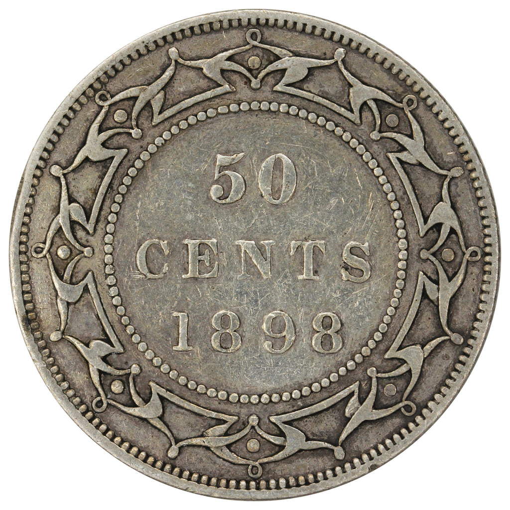 1898 Obv. 2 Small W Newfoundland 50-cents VG-F (VG10)