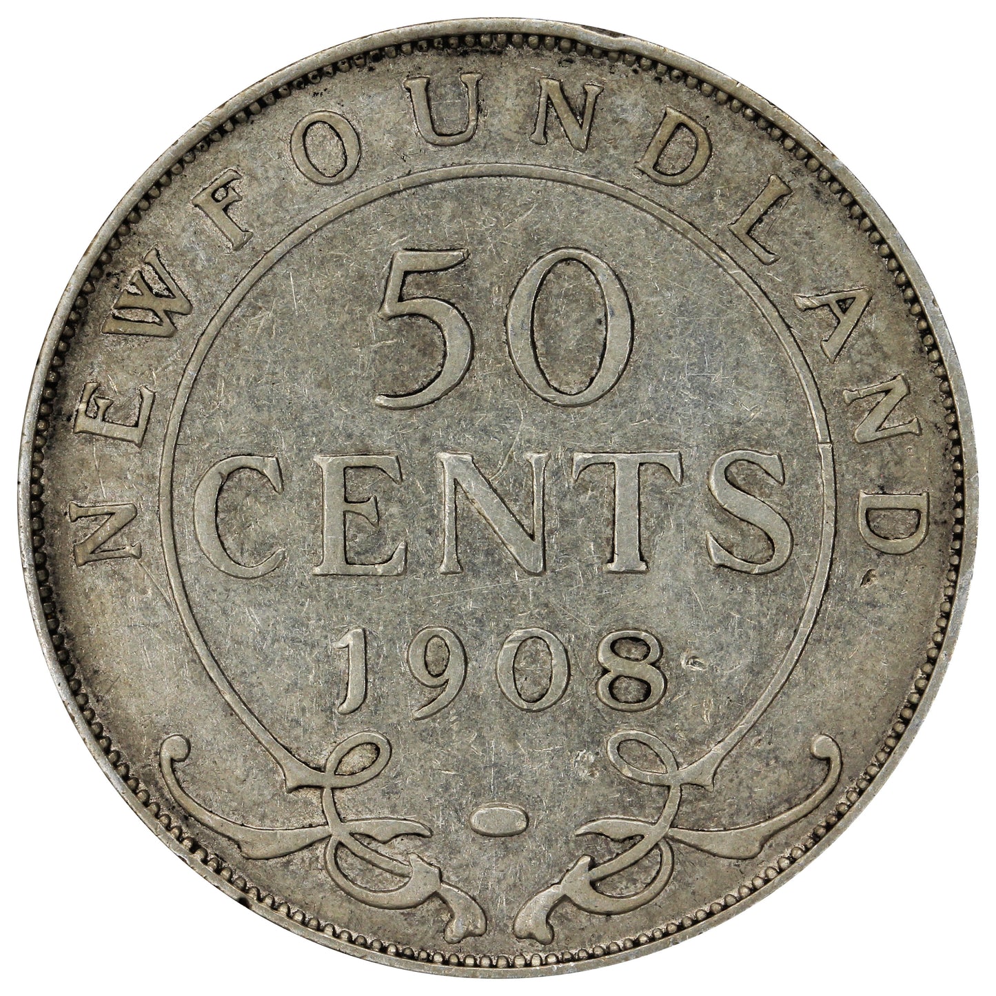 1908 Newfoundland 50-cents F-VF (F15)