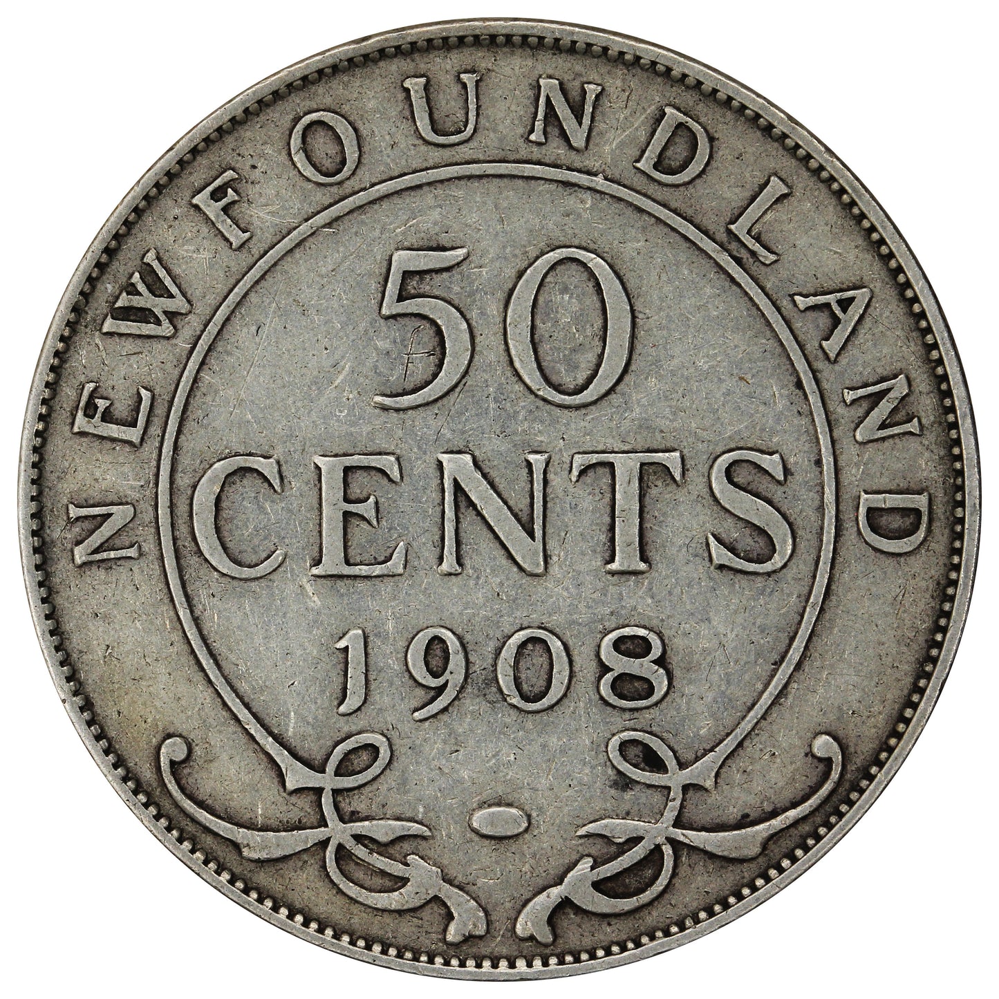 1908 Newfoundland 50-cents Very Fine (VF20)