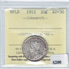 1912 Newfoundland 20-cent ICCS Certified AU50