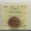 1919C Newfoundland 1-cent ICCS Certified MS64 Red & Brown (XQL 170)