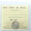 1940C Newfoundland 5-cents ICCS Certified MS62