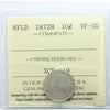 1872H Newfoundland 10-cents ICCS Certified VF-30