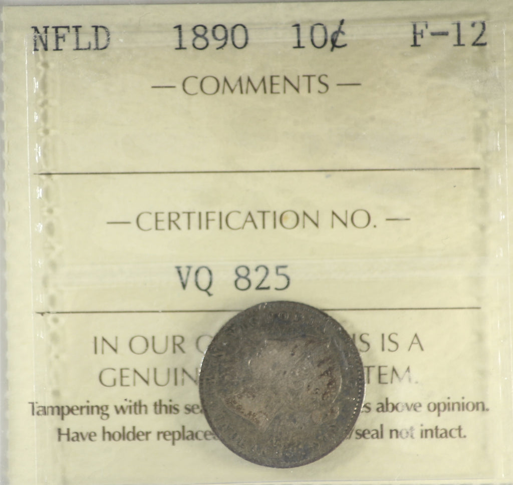 1890 Newfoundland 10-cents ICCS Certified F12