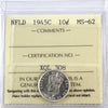 1945C Newfoundland 10-cents ICCS Certified MS62 (XQL 308)