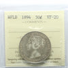 1894 Newfoundland 50-cents ICCS Certified VF20