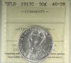1917C Newfoundland 50-cents ICCS Certified AU58