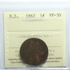1862 Nova Scotia 1-cent ICCS Certified VF30