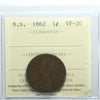 1862 Nova Scotia 1-cent ICCS Certified VF20