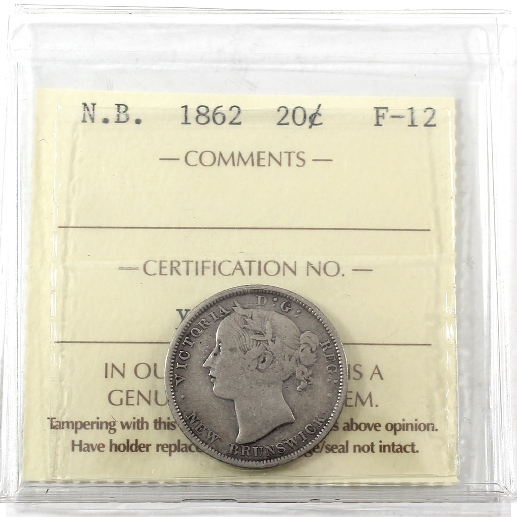 1862 New Brunswick 20-cents ICCS Certified F12