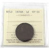 1876H Newfoundland 1-cent ICCS Certified VF30