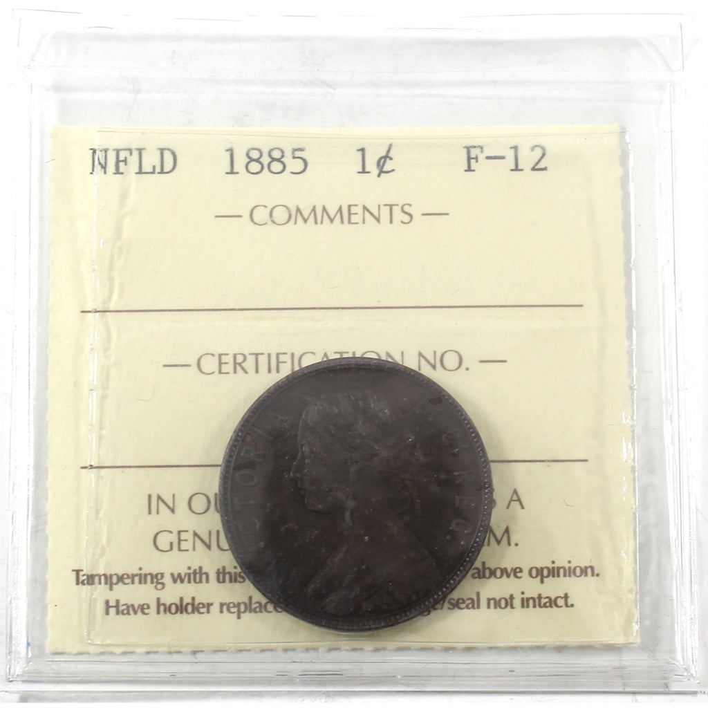 1885 Newfoundland 1-cent ICCS Certified F12