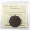 1890 Newfoundland 1-cent ICCS Certified F15