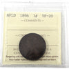 1896 Newfoundland 1-cent ICCS Certified VF20