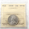 1919C Newfoundland 25-cents ICCS VF30