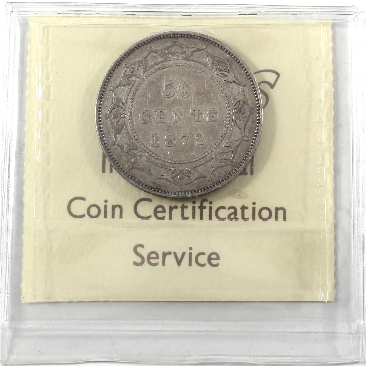 1872H Newfoundland 50-cents ICCS Certified F15