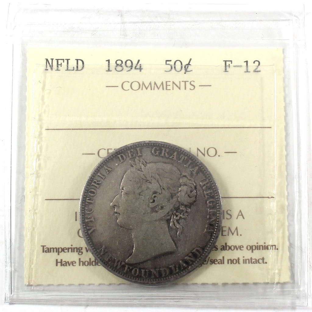 1894 Newfoundland 50-cents ICCS Certified F12
