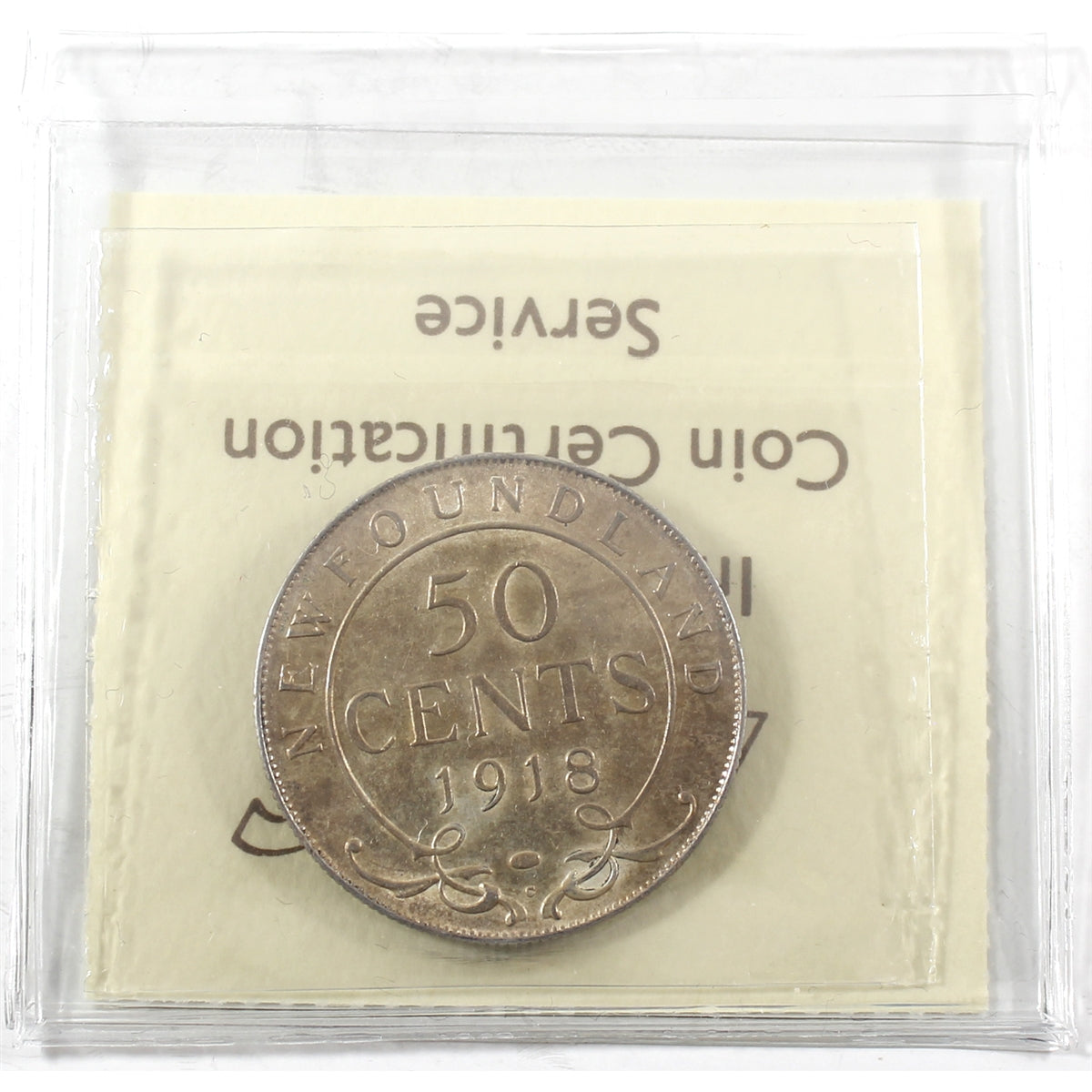 1918C Newfoundland 50-cents ICCS Certified EF45