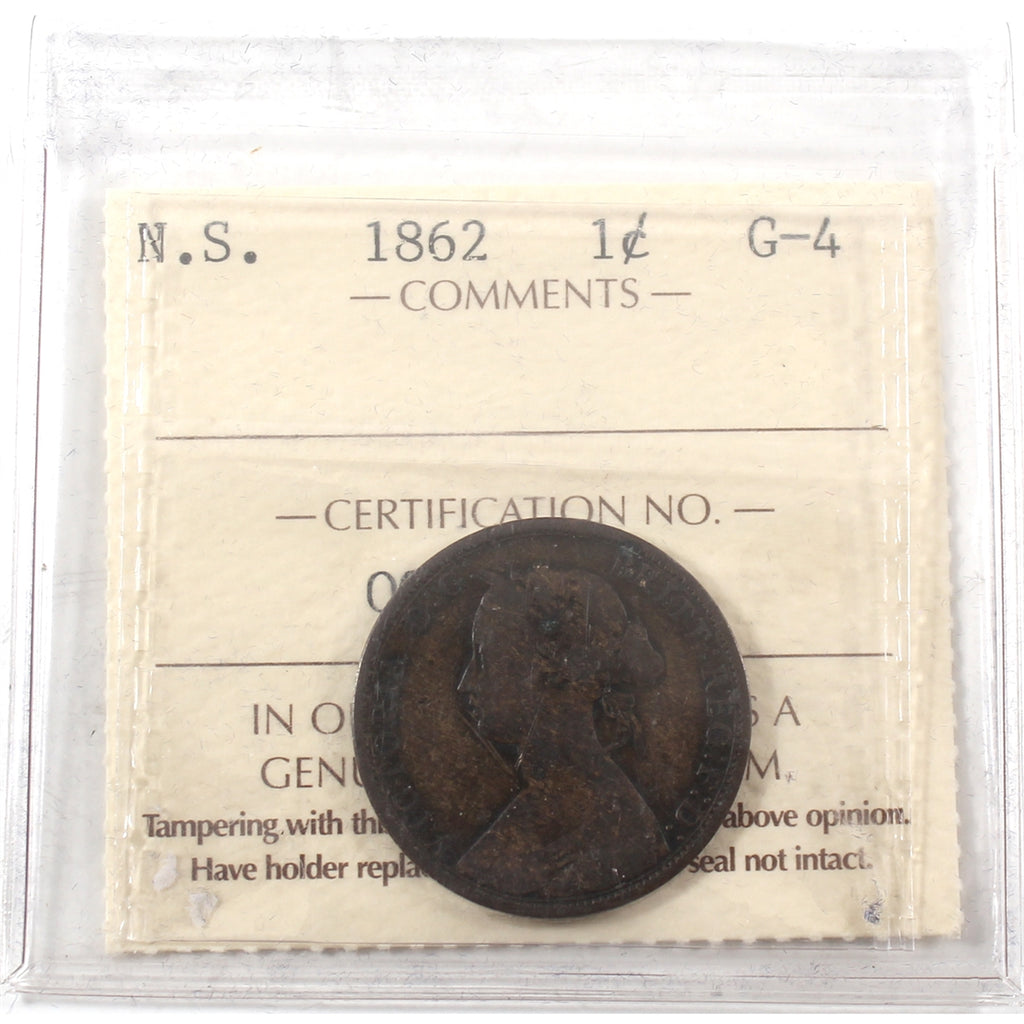 1862 Nova Scotia 1-cent ICCS Certified G4
