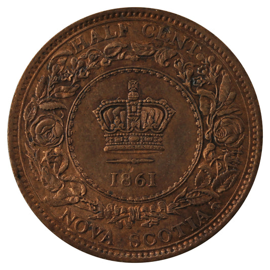 1861 Nova Scotia 1/2 Cent Brilliant Uncirculated (MS63) $